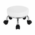WKWKER Runder Rollhocker aus PU-Leder mit Drehrollen, Ideal für Büro, Garage und Fitnessstudio, Höhe 21,8 cm (Weiß)