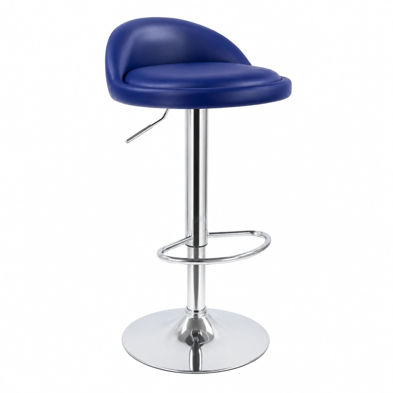 KKTONER Höhenverstellbarer Barhocker mit Fußstütze, PU-Leder, Blau, 60-80 cm
