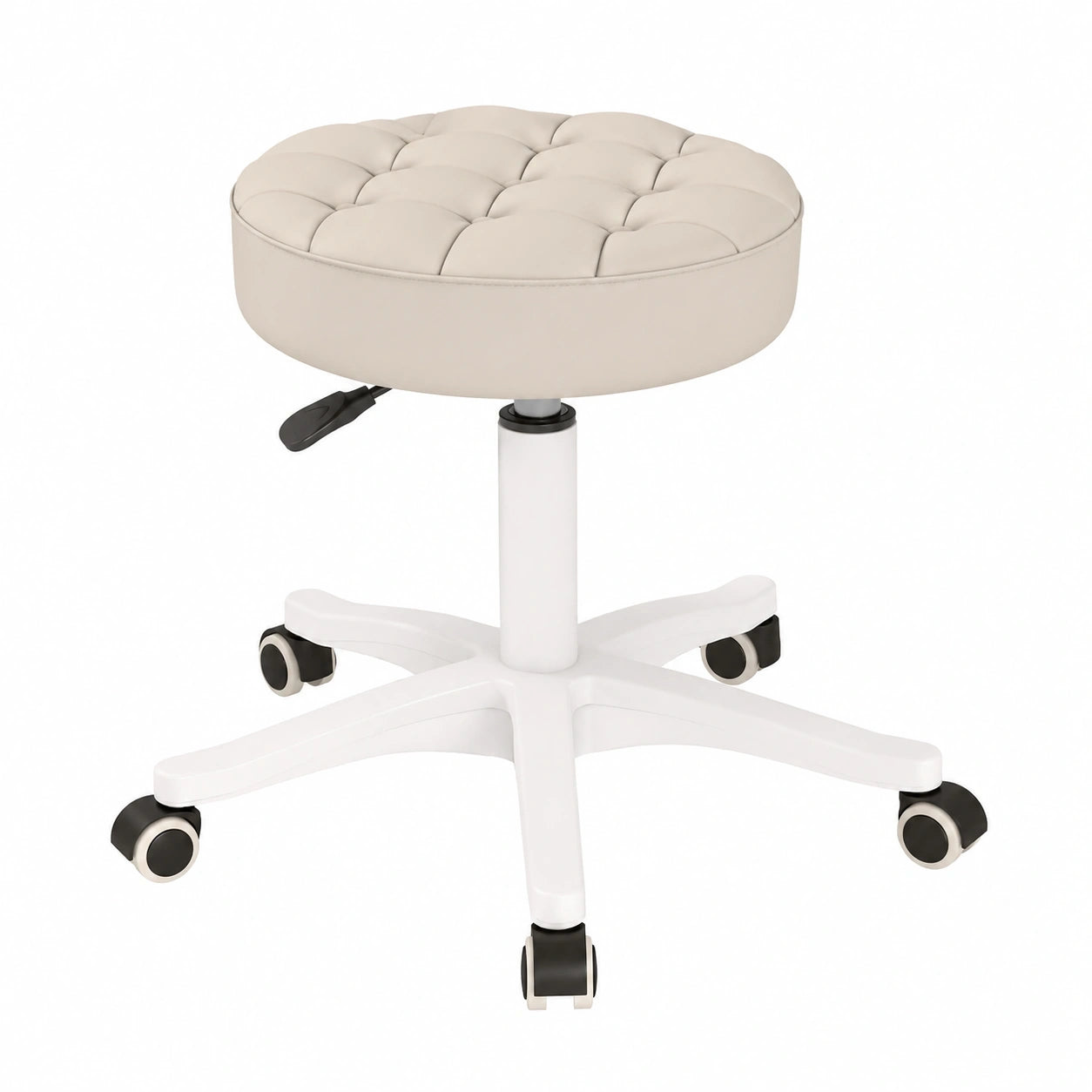 Ergonomischer Drehhocker mit Rollen, höhenverstellbar, 35-45 cm, 360° drehbar, aus PU-Leder, ideal für Büro und Atelier
