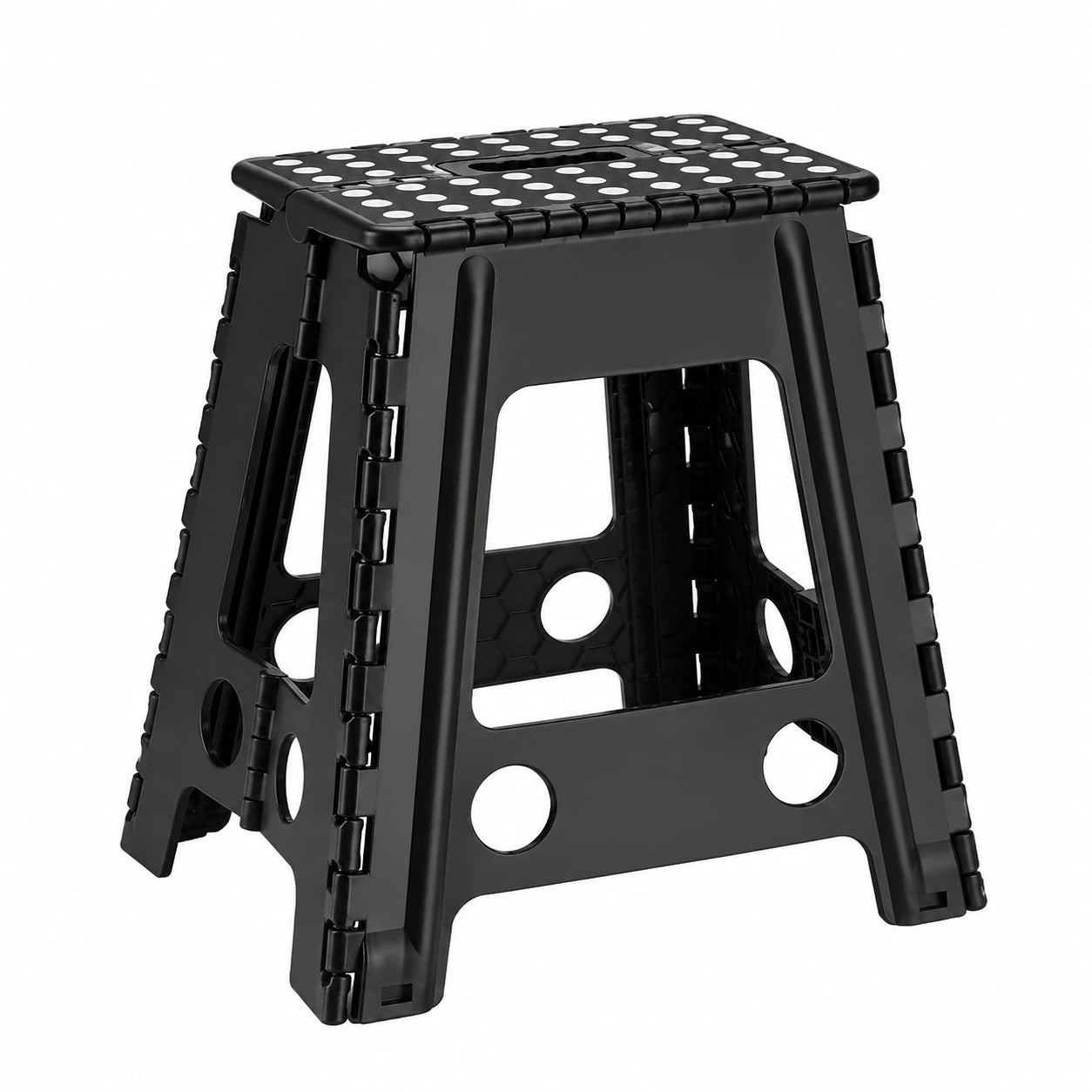 Faltbarer Tritthocker 45cm, Rutschfeste Kunststoff-Fußbank für Kinder und Erwachsene, Praktisch für Küche, Bad und Wohnzimmer, Tragbar in Schwarz