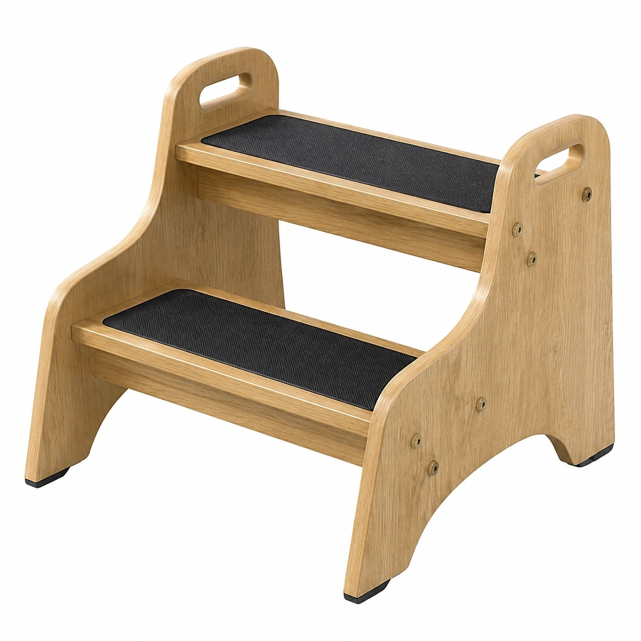 Hölzerner Tritthocker für Kinder, robust und sicher, rutschfeste Stufen, ideal für Badezimmer und Küche (Eiche)