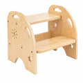 Kinder Tritthocker Holz – Zweistufiger Rutschfester Hocker mit Griffen, Belastbar bis 80kg – Für Küche und Bad ab 3 Jahren