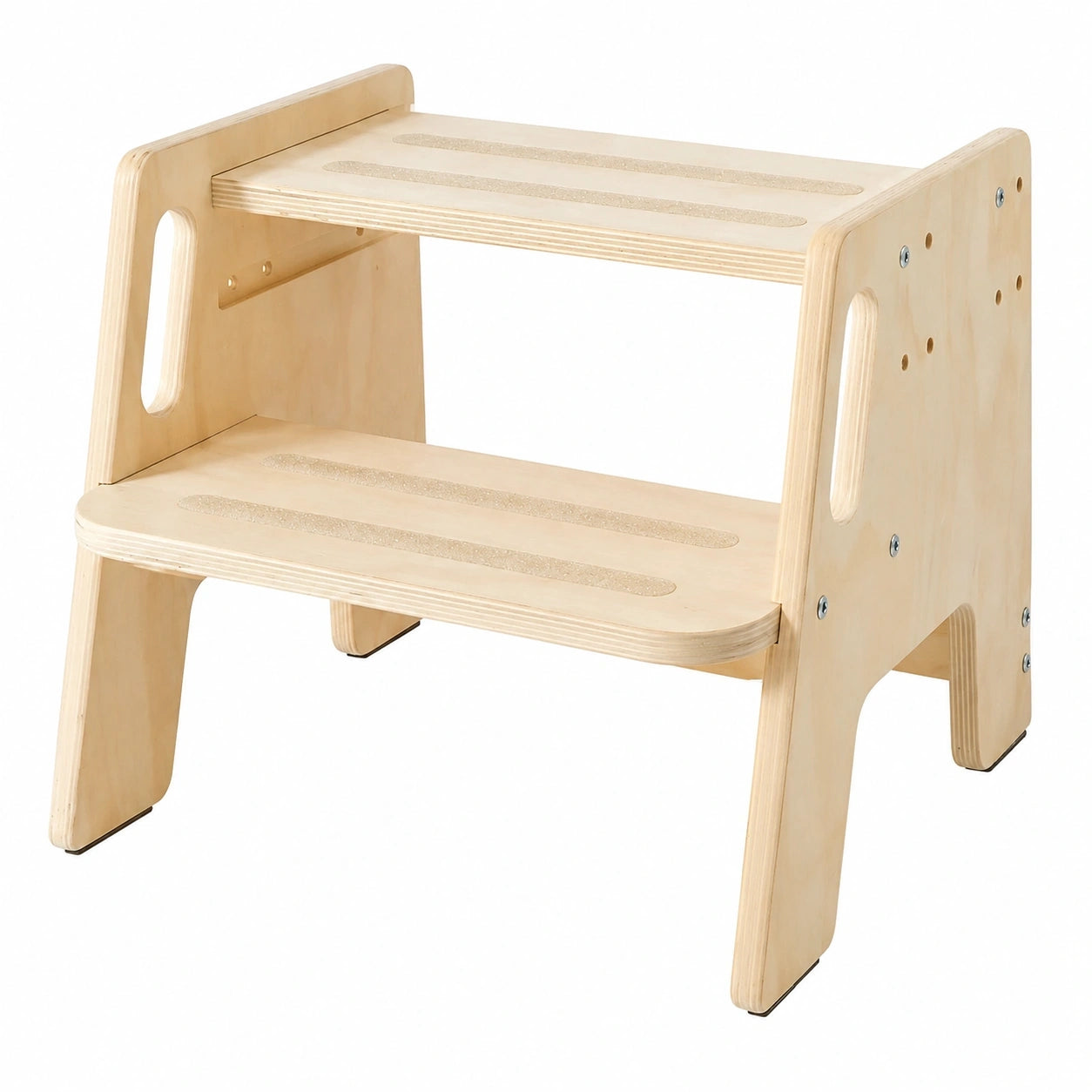 Hölzerner Kindertritt mit 2 Stufen, rutschfest und höhenverstellbar, bis 150KG belastbar, ideal für Bad, Küche und Kinderzimmer