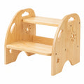 Holz-Kindertrittbank mit 2 Stufen, rutschfest und stabil für Bad & Küche, Montessori-Design