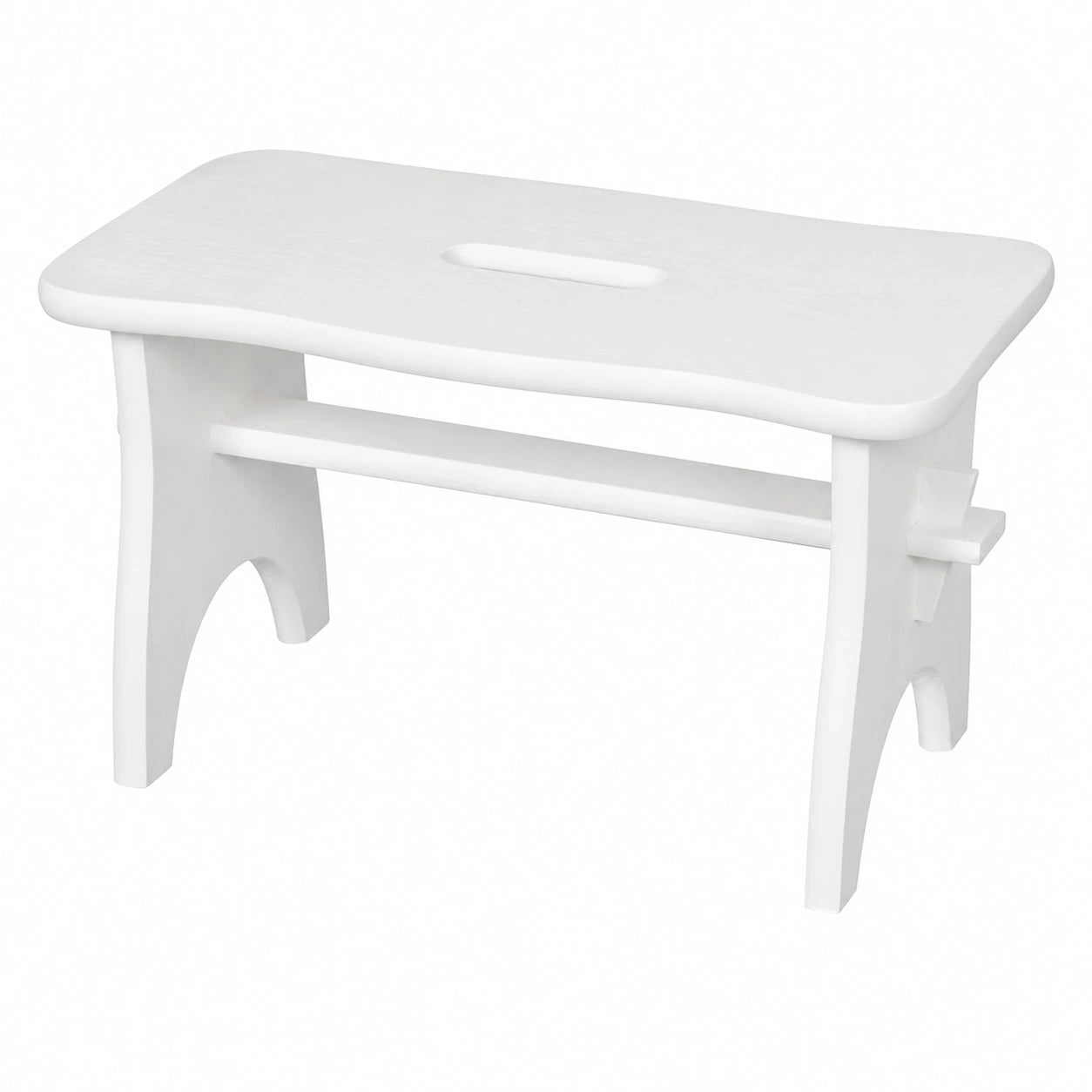 Massiver Kindertritt aus Kiefernholz, 38x18x21 cm, Weiß - Stabiler Tritthocker