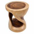 Handgefertigter Suar Holz Beistelltisch aus Thailand – Naturdesign Wohnzimmertisch, vielseitig als Hocker oder Nachttisch, 30 cm
