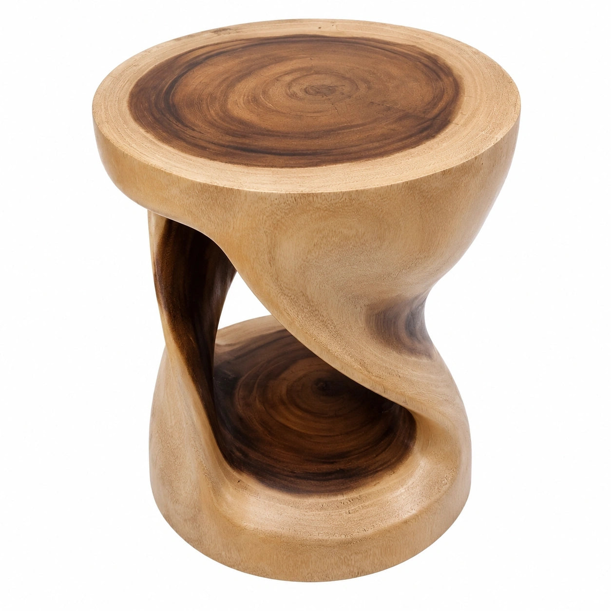 Handgefertigter Suar Holz Beistelltisch aus Thailand – Naturdesign Wohnzimmertisch, vielseitig als Hocker oder Nachttisch, 30 cm