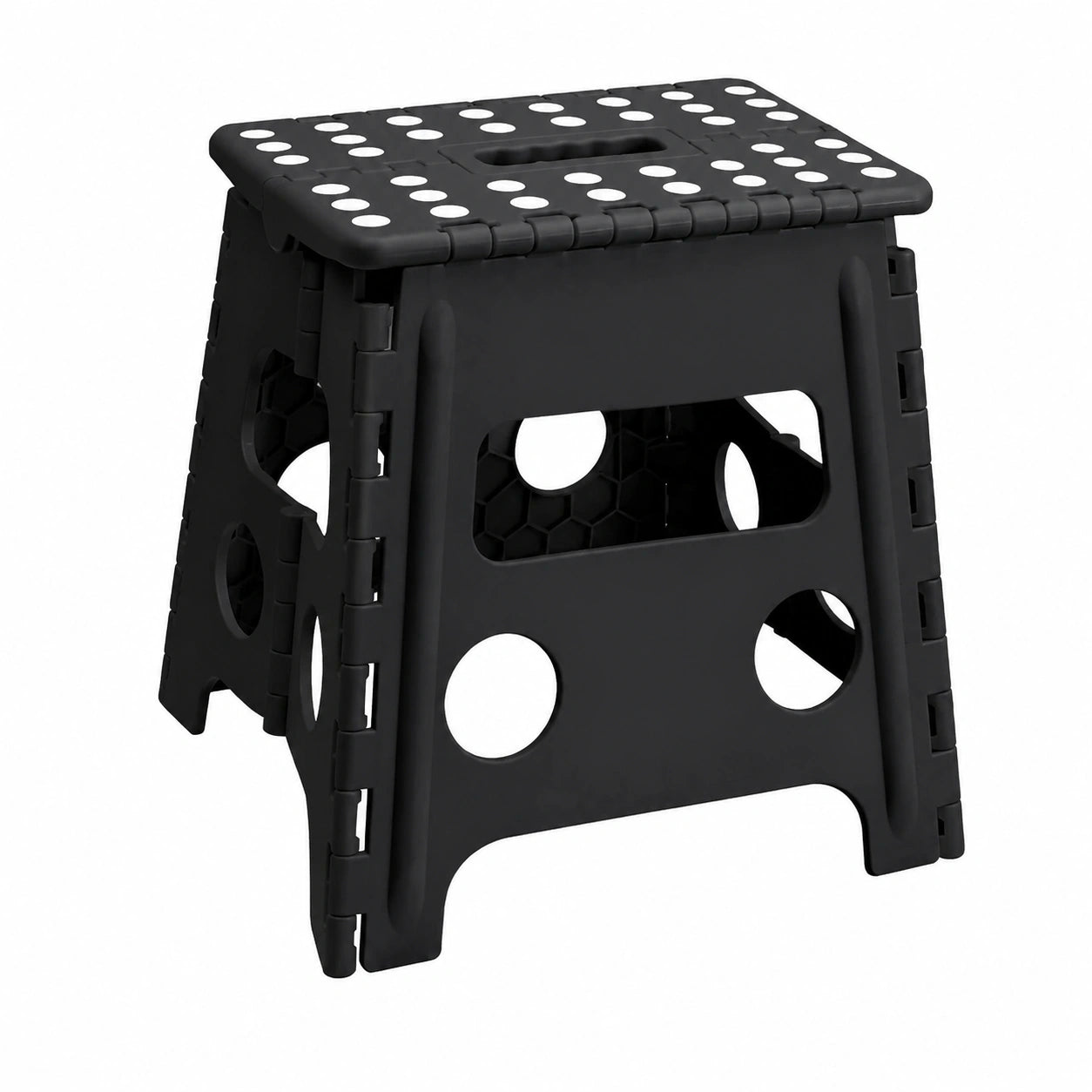 HOUSE DAY Klappbarer Tritthocker 33cm, Schwarz, Tragkraft bis 136kg