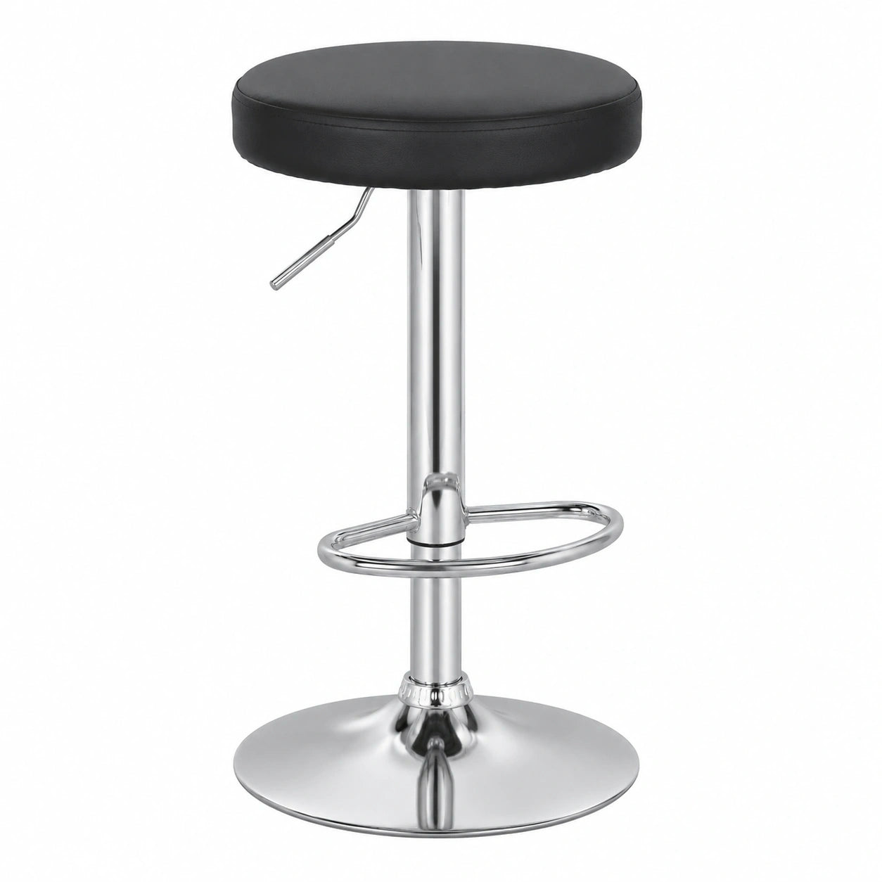 2er Set Barhocker Ponte aus Kunstleder, Dreh- und Höhenverstellbar, Metallgestell in Chromoptik, Schwarz