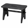 Holzhocker für Kinder, 38x18x21 cm, schwarz, robuster Tritthocker aus Pinienholz