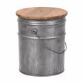 Runder Beistelltisch aus Metall mit Holzplatte, 40x30 cm, vielseitig nutzbar