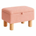 Aibiju Stauraumhocker mit weichem Teddyfell-Bezug, vielseitiger Sitzhocker für Wohnzimmer und Schlafzimmer, rosa