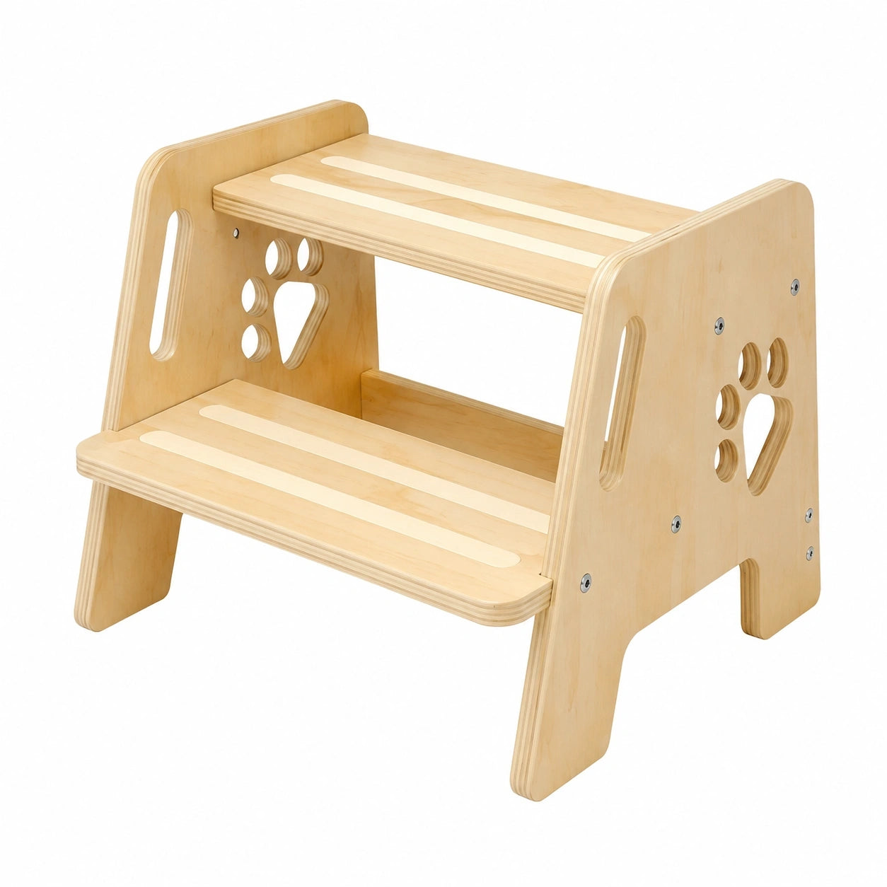Kinderholz Tritthocker, 2-stufig, rutschfest, 180 kg tragbar, höhenverstellbar für Küche und Bad