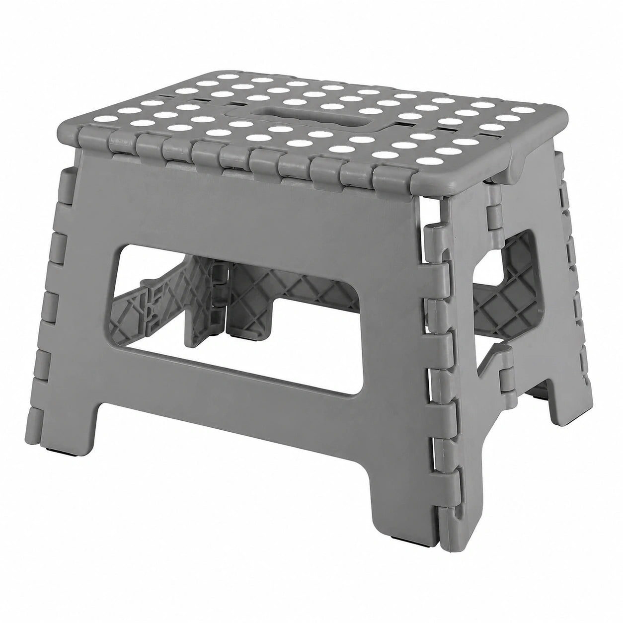 Faltbarer Tritthocker, 23 cm, robust und sicher, einfach zu öffnen, ideal für Küche, Bad und Schlafzimmer, hellgrau