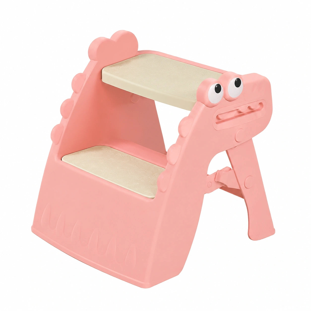 Klappbarer Kinder-Tritthocker mit 2 Stufen, rutschfest und stabil für Bad und Küche, Rosa