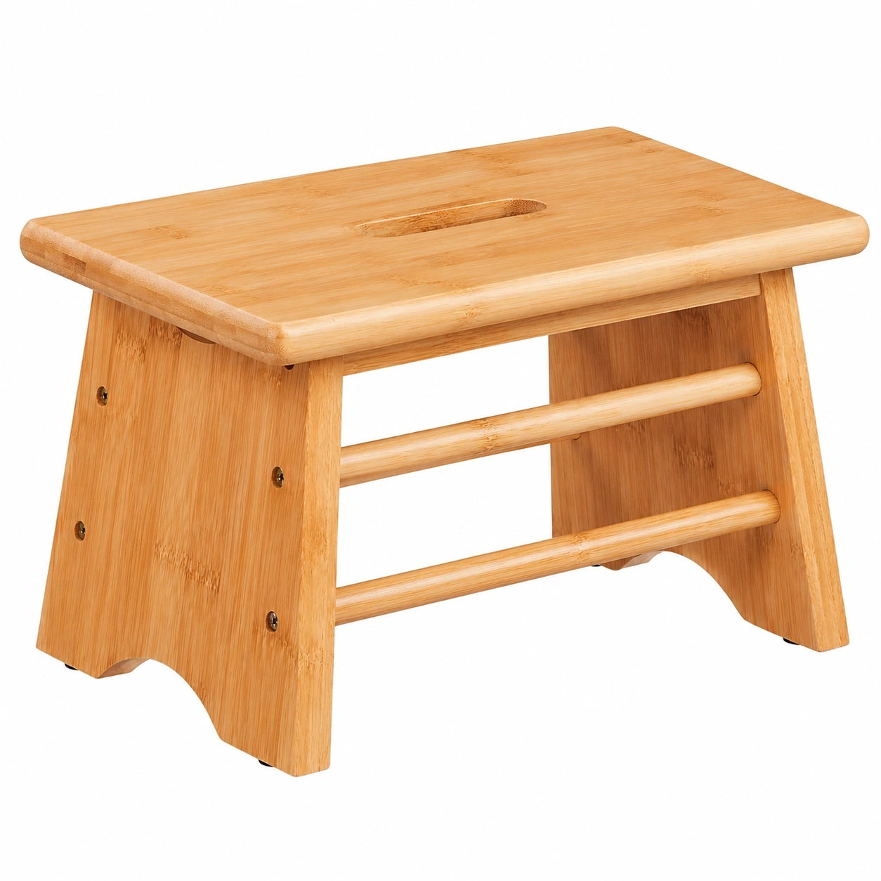 Bambus Tritthocker für Kinder, stabil bis 100 kg, mit Griff, Natürlicher Hocker für Bad, 20x33x21,5 cm