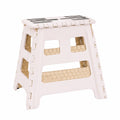 Alason® Klapphocker 39 cm, Tragkraft 200 kg – Inklusive Haken & Tasche – Faltbar, platzsparend in Weiß/Beige für Haus, Küche, Bad & Garage