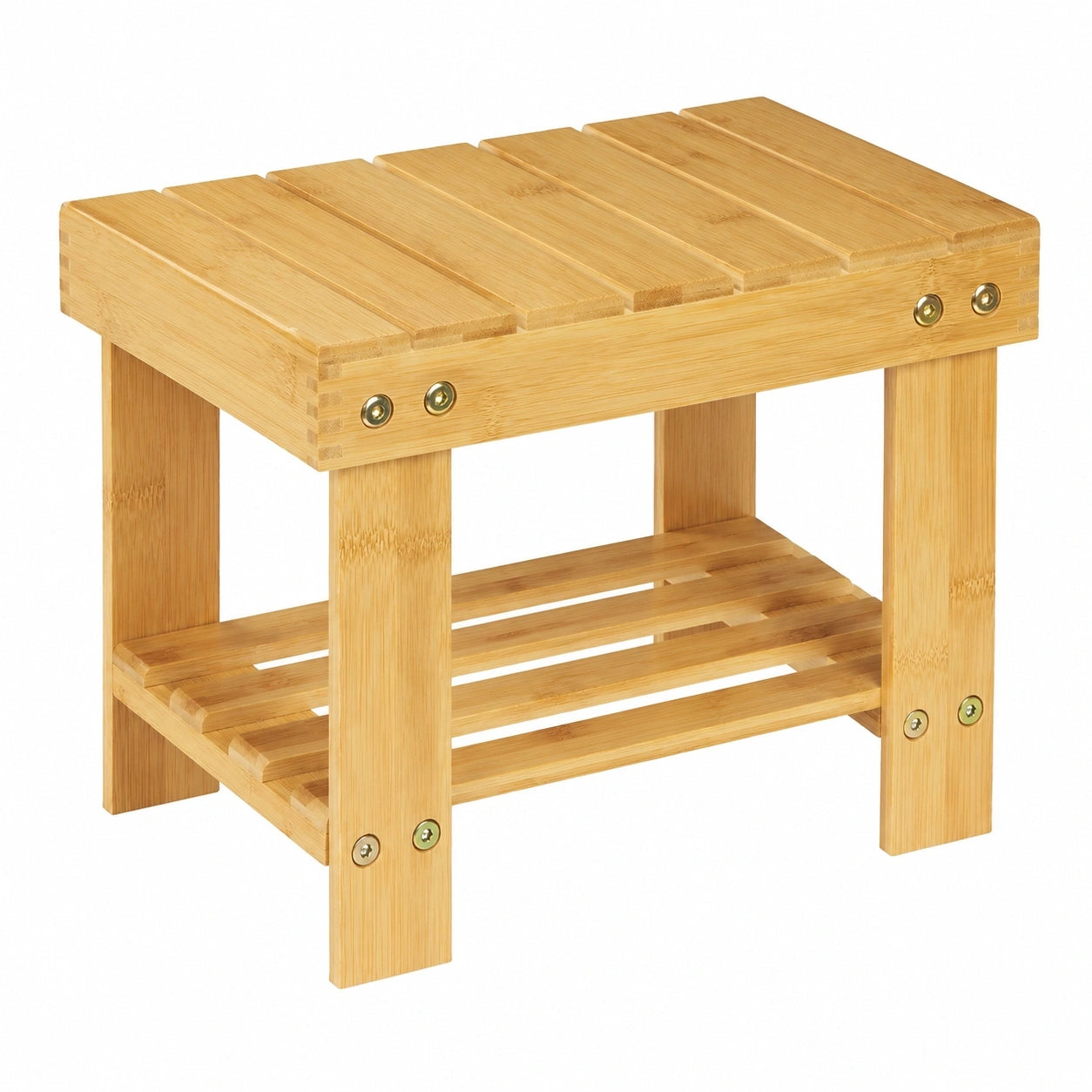 Robuster Bambus Tritthocker, bis 100 kg, Ideal für Kinder und Bad, Naturfarben, HxBxT: 24,5 x 25 x 27 cm