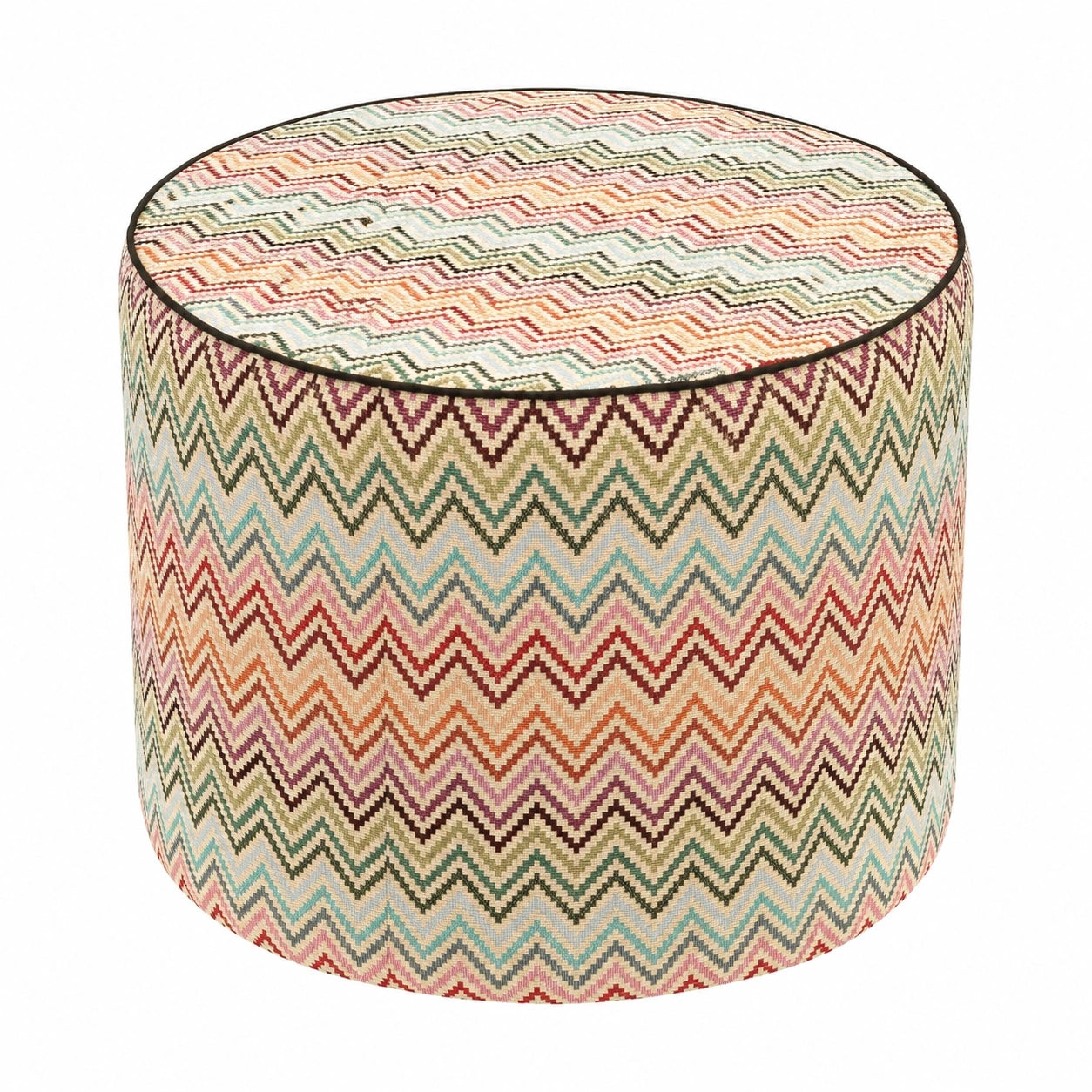 H.O.C.K. Maribel Outdoor Sitz- und Dekokissen, Boho-Stil, bunt mit Zickzackmuster (Ø60x35cm)